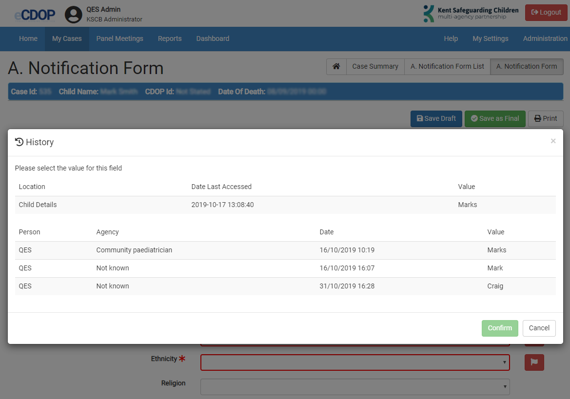 Consolidating Notification Form
